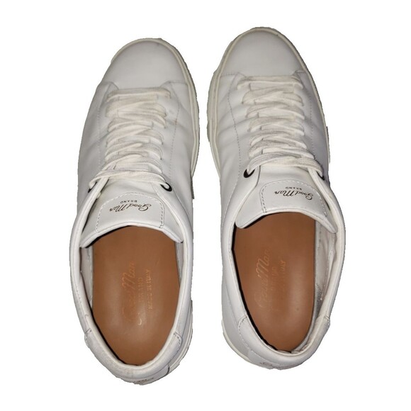 Good Man Brand Men\'s White Leather Lace-Up Sneakers Made in Italy Size 8.5 main image 4